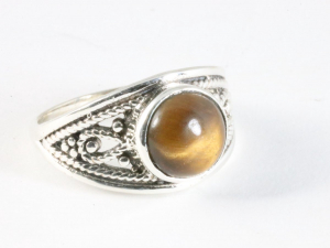 25435 Opengewerkte zilveren ring met tijgeroog
