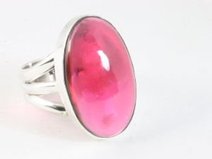 24954 Grote ovale zilveren ring met granaat