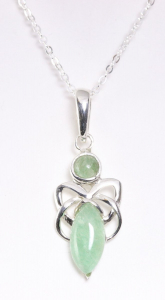 42011+HK Fijne zilveren hanger met groene aventurijn aan ketting