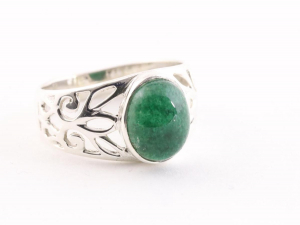 23394 Opengewerkte zilveren ring met jade