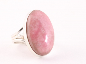 21112 Grote ovale zilveren ring met thuliet
