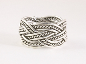 24348 Brede gevlochten zilveren ring