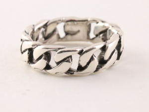 24136 Zilveren ring met gourmet schakels