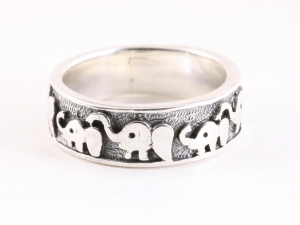 23166 Zilveren ring met olifanten