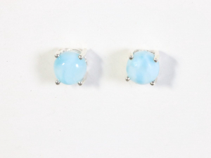 55260 Fijne hoogglans zilveren oorstekers met larimar - ø 5 mm.