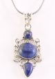 42092+HK Opengewerkte zilveren hanger met lapis lazuli aan ketting