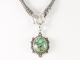 10175 Bewerkte zware zilveren snake ketting met natuurlijke turkoois hanger  