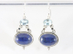55044 Bewerkte zilveren oorbellen met lapis lazuli en blauwe topaas