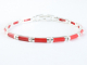 32690 Zilveren armband met rode koraal steen