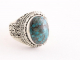 22332 Bewerkte zilveren ring met Tibetaanse blauwe turkoois - maat 17