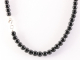 10498 Collier van zwarte onyx kralen en zilveren sluiting - lengte 47 cm