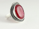 21377-18 Bewerkte zilveren ring met robijn - maat 18