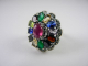 20241 Ronde zilveren ring met multicolor stenen en marcasiet