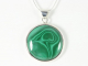 40785+HK Ronde zilveren hanger met malachiet aan ketting