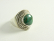 21070 Bewerkte zilveren ring met natuurlijke groene turkoois