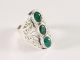 21087 Langwerpige opengewerkte zilveren ring met smaragd
