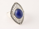 21801 Opengewerkte zilveren ring met lapis lazuli