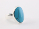 22120 Ovale zilveren ring met blauwe turkoois 