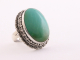 22216 Grote bewerkte zilveren ring met Tibetaanse groene turkoois