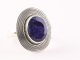 23103 Ovale zilveren ring met blauwe saffier