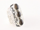 23247 Langwerpige opengewerkte zilveren ring met rookkwarts