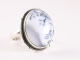 24034 Ovale zilveren ring met dendriet opaal 