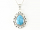 41055+HK Opengewerkte zilveren hanger met blauwe amazoniet aan ketting