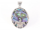 41849 Traditionele zilveren hanger met schildpad op abalone schelp
