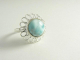 20984 Bloemvormige zilveren ring met larimar - maat 18