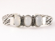 32228 Zware gevlochten zilveren armband met witte agaat