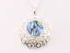 41624+HK Grote opengewerkte zilveren hanger met abalone schelp aan ketting