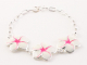 31673 Zilveren schakelarmband met witte emaille bloemen