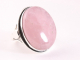 23966 Grote ovale zilveren ring met rozenkwarts
