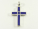 40219 Zilveren kruishanger met lapis lazuli