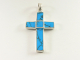 40257 Zilveren kruishanger met blauwe turkoois