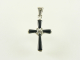 40411 Fijne zilveren kruishanger met onyx en marcasiet  