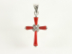 40415 Fijne zilveren kruishanger met carneool en marcasiet  