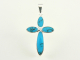 40481 Zilveren kruishanger met blauwe turkoois
