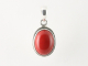41096 Fijne ovale zilveren hanger met rode koraal