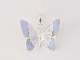 41260 Zilveren vlinder hanger met blauwe en witte parelmoer aan ketting