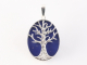 41336 Ovale zilveren hanger met levensboom op lapis lazuli