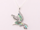 42396 Zilveren kolibrie hanger met abalone schelp aan ketting
