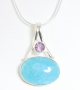 42892+HK Zilveren hanger met smithsoniet en amethist aan ketting
