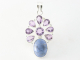 43061 Zilveren hanger met blauwe dumortieriet en amethist