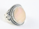 25418-18 Zware bewerkte zilveren ring met roze opaal - maat 18