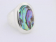21589 Hoogglans zilveren ring met abalone schelp