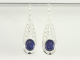 50893 Lange opengewerkte zilveren oorbellen met lapis lazuli  
