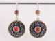 52142 Traditionele zilveren oorbellen met bloedkoraal en lapis lazuli