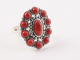 22570-17 Zilveren ring met rode koraal steen - maat 17