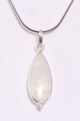 42425+HK Lange druppelvormige zilveren hanger met regenboog maansteen aan ketting